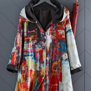 Reversible UBu raincoat new with tags.  Artistic.  Gorgeous